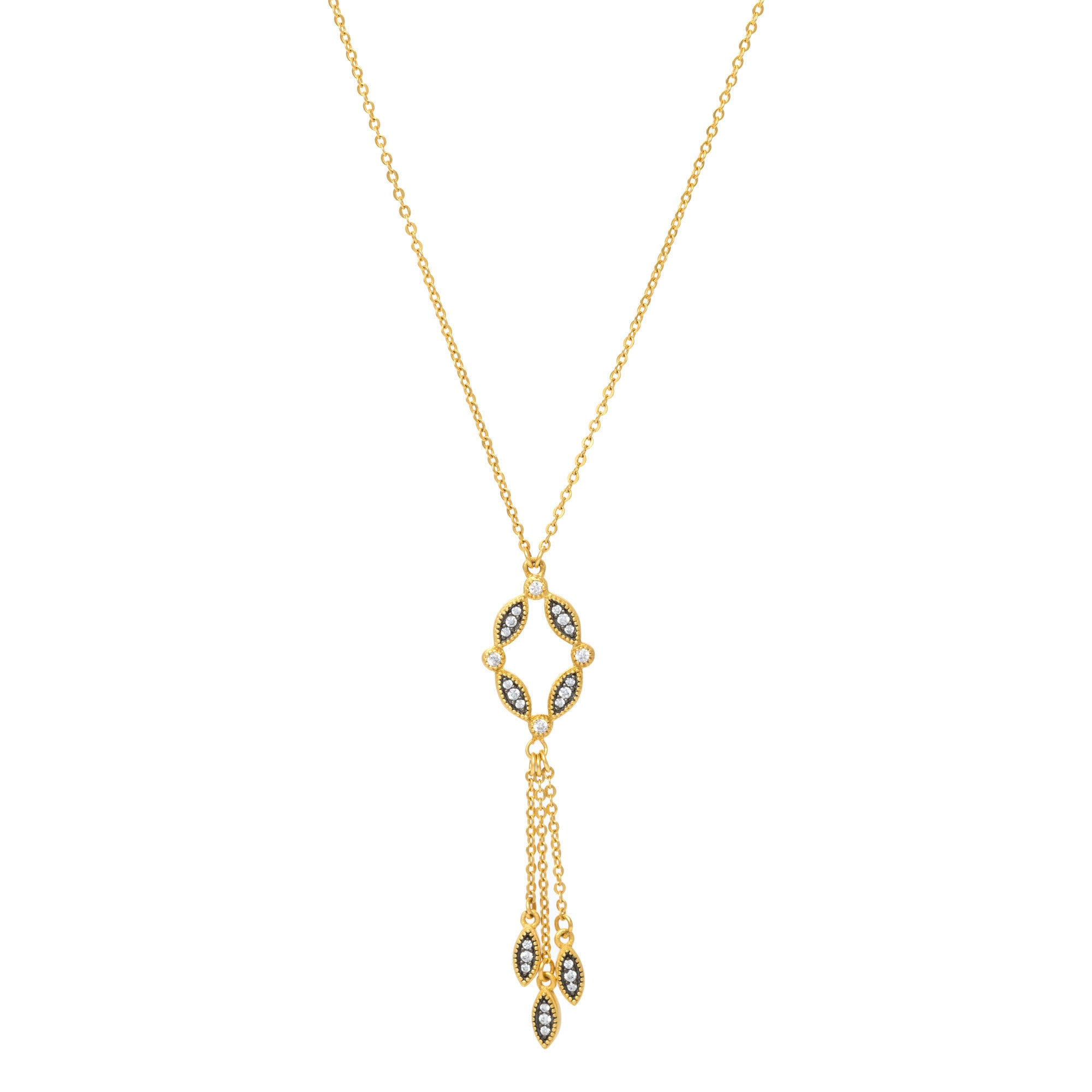 Joey J.™ Fancy CZ Open Oval Multi Chain Drop Necklace – Joey J